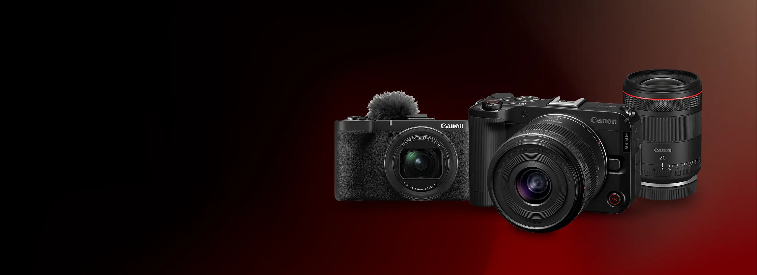 <p style="text-transform: uppercase;font-weight: bold;color: #ff0000;">CANON</p><h1 style="word-wrap: normal;color: #ffffff;">EOS R50 V &amp; <br>PowerShot V1</h1><p>Plus two new RF lenses - 20mm F1.4 &amp; 14-30mm F4-6.3</p>