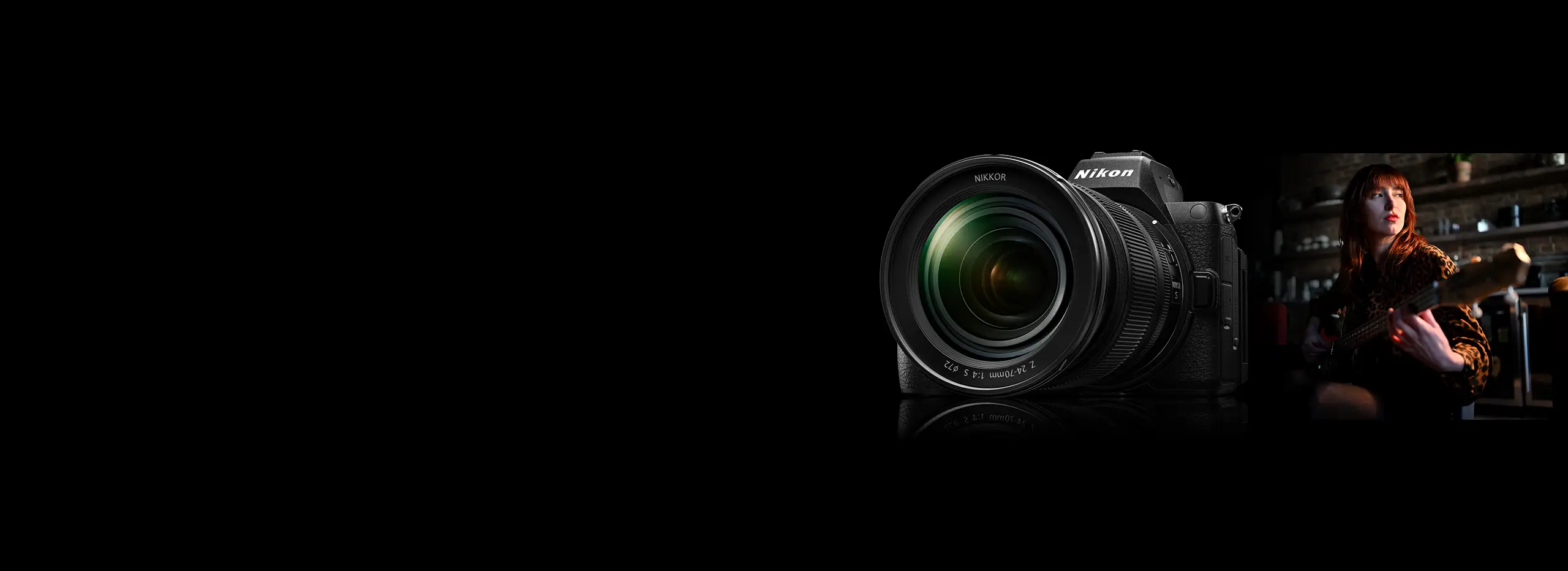 <p style="text-transform: uppercase;font-weight: bold;color: #FFEB02;">NIKON</p><h1 style="word-wrap: normal;color: #ffffff;">Z5 II <span style="     -webkit-text-fill-color: #ffffff00;     -webkit-text-stroke-width: 1px;     -webkit-text-stroke-color: #ffffff; ">Full-Frame Mirrorless</span></h1><p>Expand your creative expression</p>