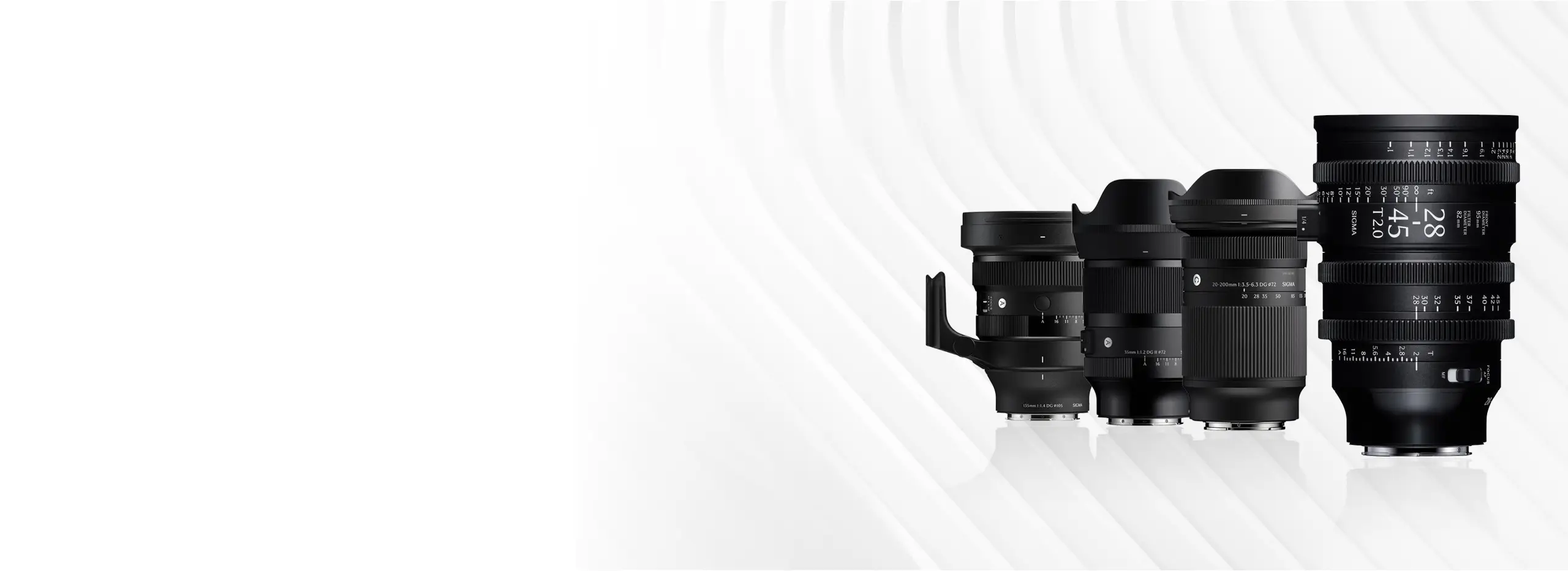 <p style="text-transform: uppercase;font-weight: bold;">SIGMA</p><h1 style="">AF CINE 28-45mm T2 FF Lens</h1><p>Plus 135mm F1.4 DG Art, 35mm F1.2 DG II Art, and 20-200mm F3.5-6.3 DG</p>