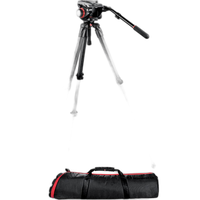 Manfrotto 504HD VD Fluid Video Head with 535 CarbonFiber Tripod Legs  and  Case 0