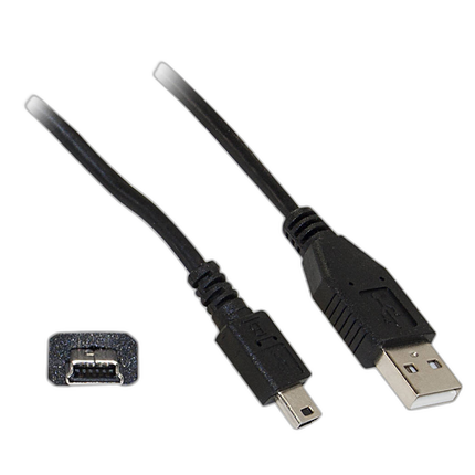 USB 2.0 Type A Male to Type B Mini Male Cable (Black) - (6ft)