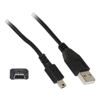 USB 2.0 Type A Male to Type B Mini Male Cable (Black) - (6ft) 0