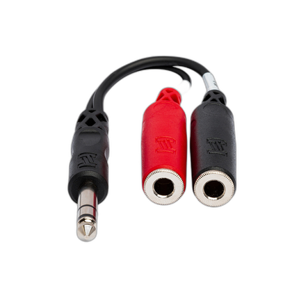 Hosa Technology Stereo 1/4in Male to 2 1/4in Mono Female Cable (6INCH)