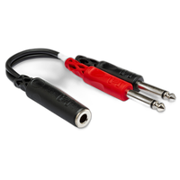 Hosa Technology Stereo 1/4in Female to 2 Mono 1/4in Male Y-Cable - 6 in 0