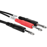 Hosa Technology Stereo 1/4in Male to (2) Mono 1/4in Male Y-Cable - 9.84FT 0