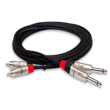 Hosa Technology HPR-0010X2 Dual 1/4in TS Male to Dual RCA Male Stereo Audio