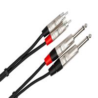 Hosa Technology HPR-0010X2 Dual 1/4in TS Male to Dual RCA Male Stereo Audio 1