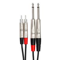 Hosa Technology HPR-0010X2 Dual 1/4in TS Male to Dual RCA Male Stereo Audio 2