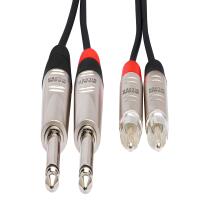 Hosa Technology HPR-0010X2 Dual 1/4in TS Male to Dual RCA Male Stereo Audio 3