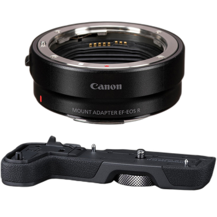 Canon EF-EOS R Mount Adapter and Black EG-E1 Grip