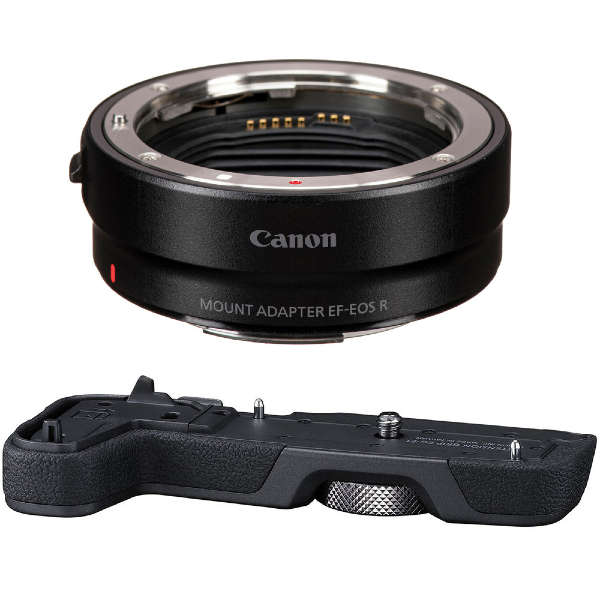 Canon EF-EOS R Mount Adapter and Black EG-E1 Grip