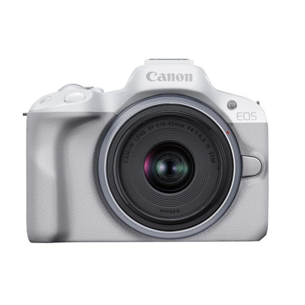 Canon EOS R50 Mirrorless Camera (White) with RF-S 18-45mm Lens