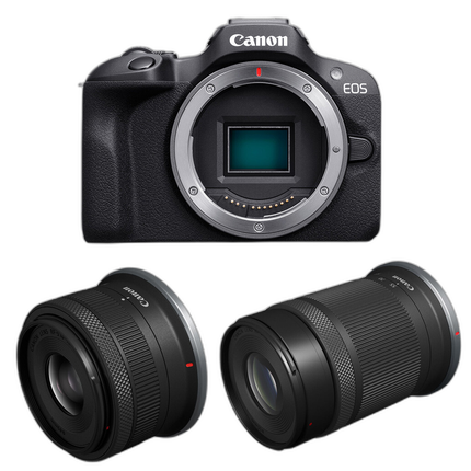 Canon EOS R100 Mirrorless Camera with RF-S 18-45mm and RF-S55-210mm Lenses