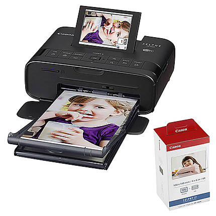 Canon SELPHY CP1300 Compact Photo Printer (Black) with KP-108 Ink