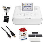 Canon SELPHY CP1300 Compact Photo Printer (White) w/ KP-108 Cloth  and  Cable 0