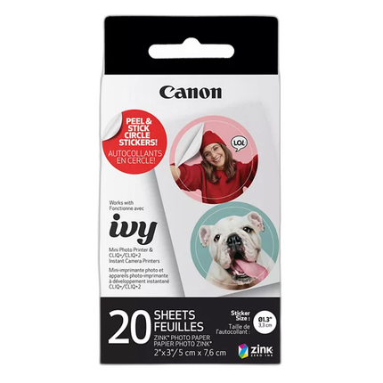 Canon ZINK Pre-Cut Circle Sticker Paper Pack (20 Sheets)