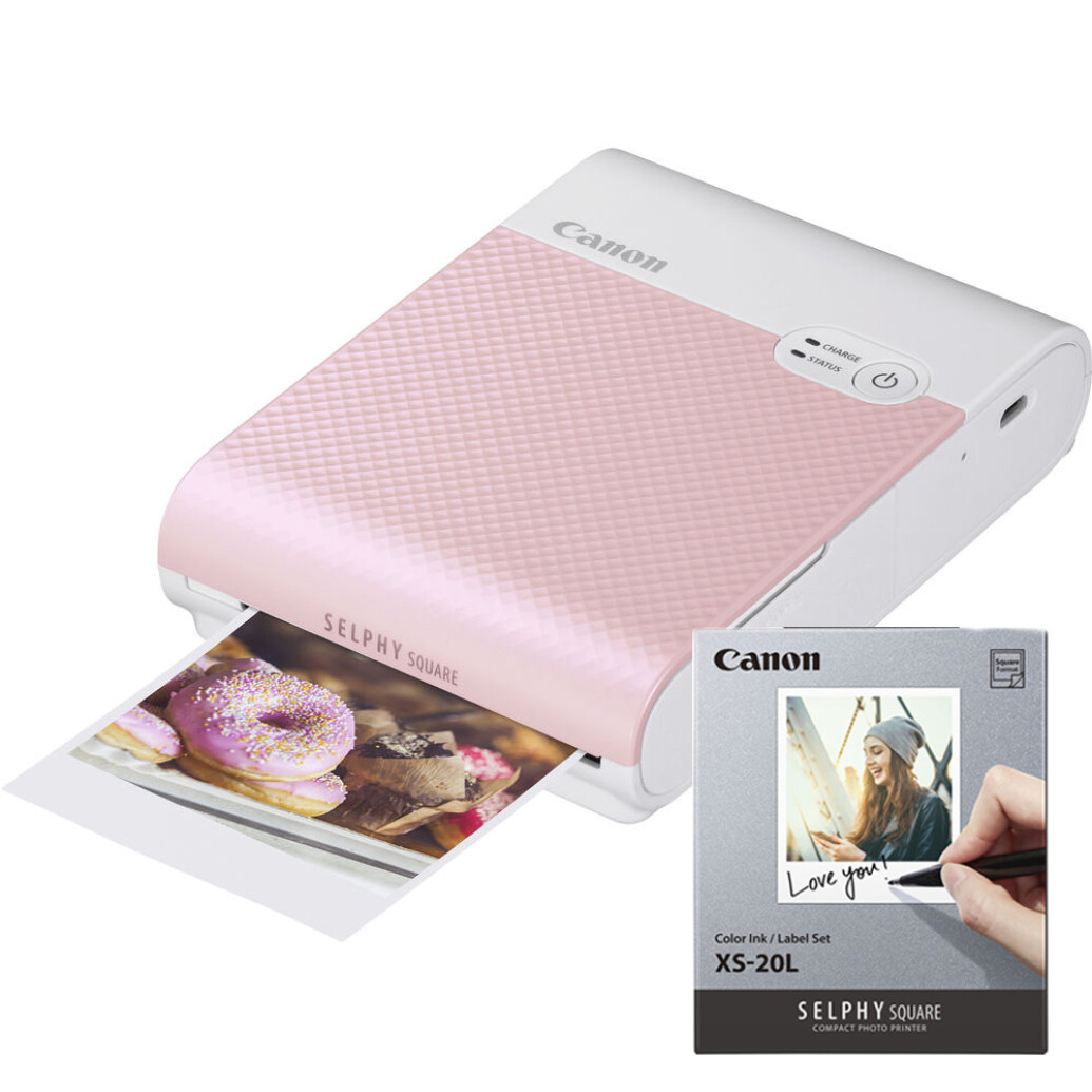 Canon SELPHY Square QX10 Compact Photo Printer Kit (Pink) with