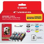 Canon PGI-220/CLI-221 Combo Pack with PP-201 for Canon Pixma MX860 and MP620