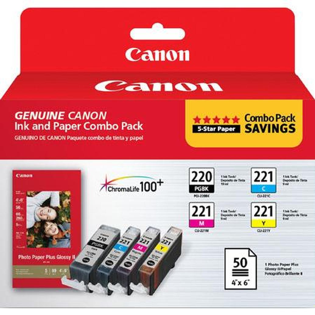 Canon PGI-220/CLI-221 Combo Pack with PP-201 for Canon Pixma MX860 and MP620