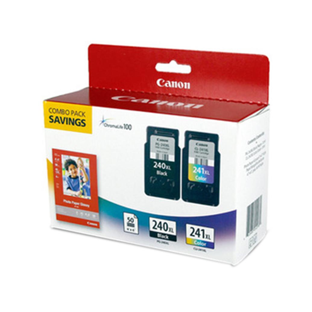 Canon PG-240XL Black/CL-241XL Color with GP-502 (50 Sheet Pack)