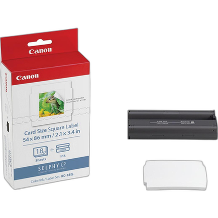Canon KC-18IS Color Ink/Card Size Square Label Set (18 Sheets - 2.1 IN)