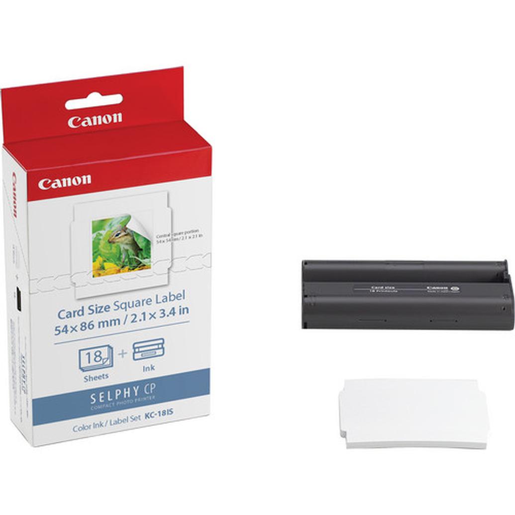 Canon KC-18IS Color Ink/Card Size Square Label Set (18 Sheets - 2.1 IN)