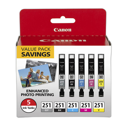 Canon CLI-251 5 Color Ink Value Pack