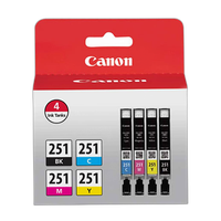 Canon CLI-251 BK/CMY 4 PK Value Pack Ink for Canon InkJet Printers 0