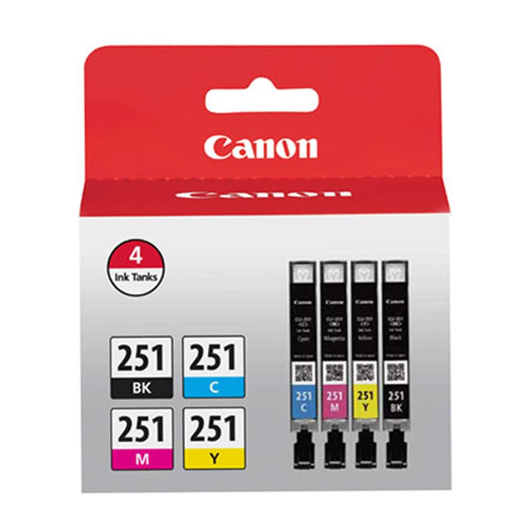 Canon CLI-251 BK/CMY 4 PK Value Pack Ink for Canon InkJet Printers