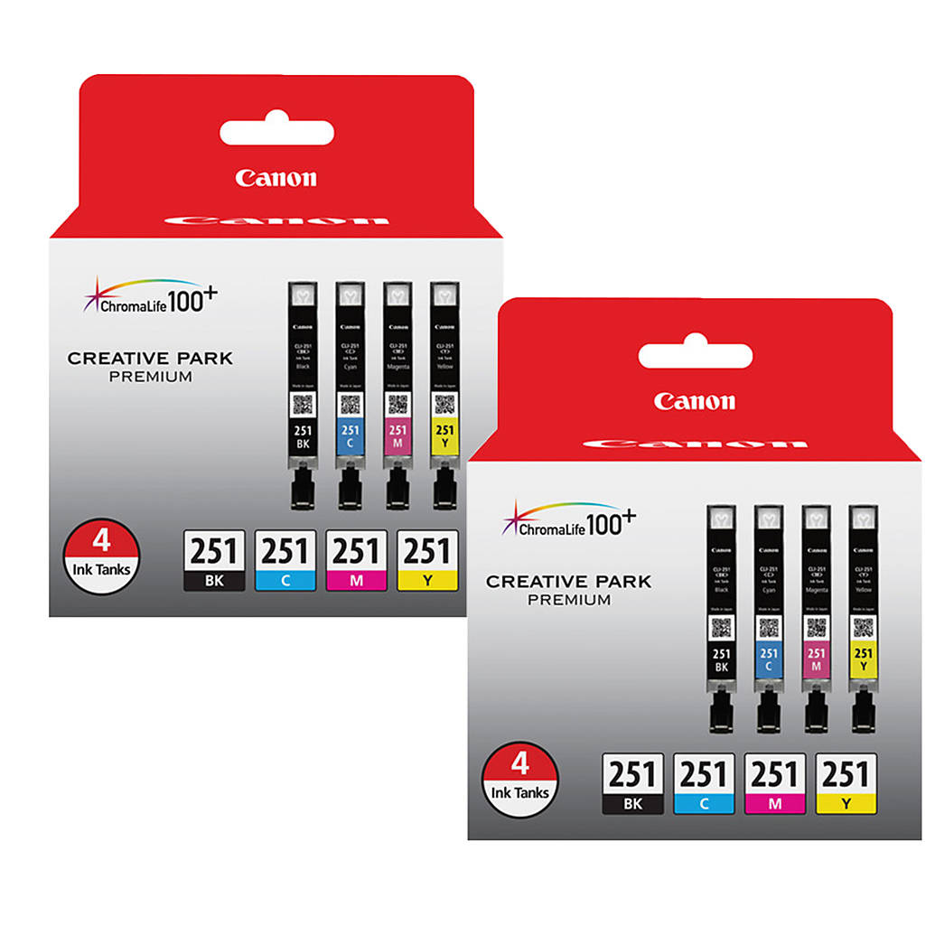 Canon CLI-251 BK/CMY 4 PK Value Pack Ink for Canon InkJet Printers-2 PK