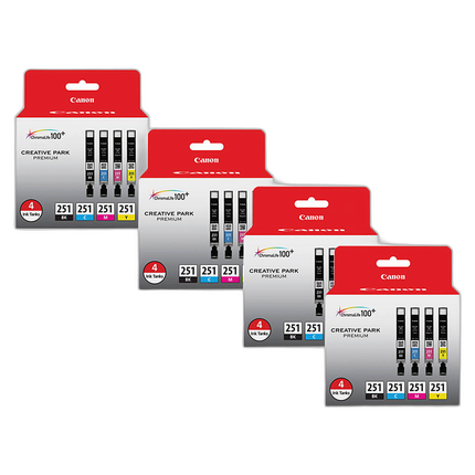 Canon CLI-251 BK/CMY 4 PK Value Pack Ink for Canon InkJet Printers-4 PK