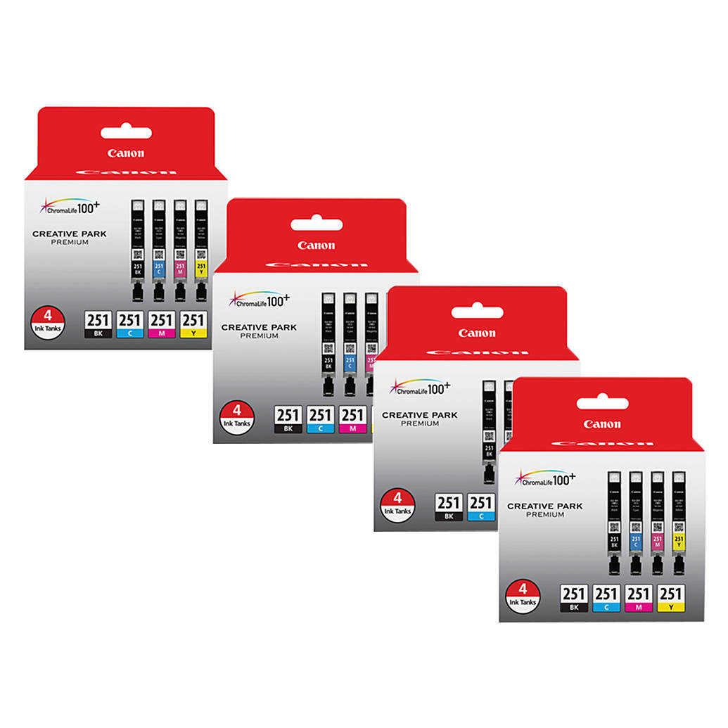 Canon CLI-251 BK/CMY 4 PK Value Pack Ink for Canon InkJet Printers-4 PK