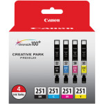 Canon CLI-251 BK/CMY 4 PK Value Pack Ink for Canon InkJet Printers-5 PK 0