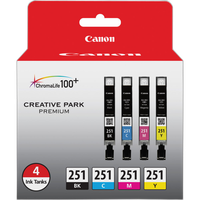 Canon CLI-251 BK/CMY 4 PK Value Pack Ink for Canon InkJet Printers-5 PK 0