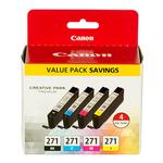 Canon CLI-271 Black Cyan Magenta and Yellow 4 Color Pack 0