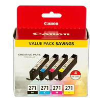 Canon CLI-271 Black Cyan Magenta and Yellow 4 Color Pack 0
