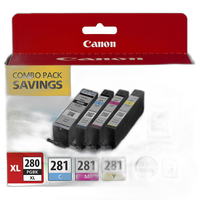 Canon PGI-280 XL / CLI-281 4-Color Ink Tank Combo with PP-301 Photo Paper 0