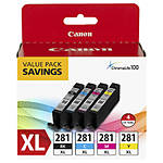 Canon CLI-281 XL BKCMY 4 Color Ink Tank Value Pack 0