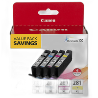 Canon CLI-281 XL BKCMY 4 Color Ink Tank Value Pack 0