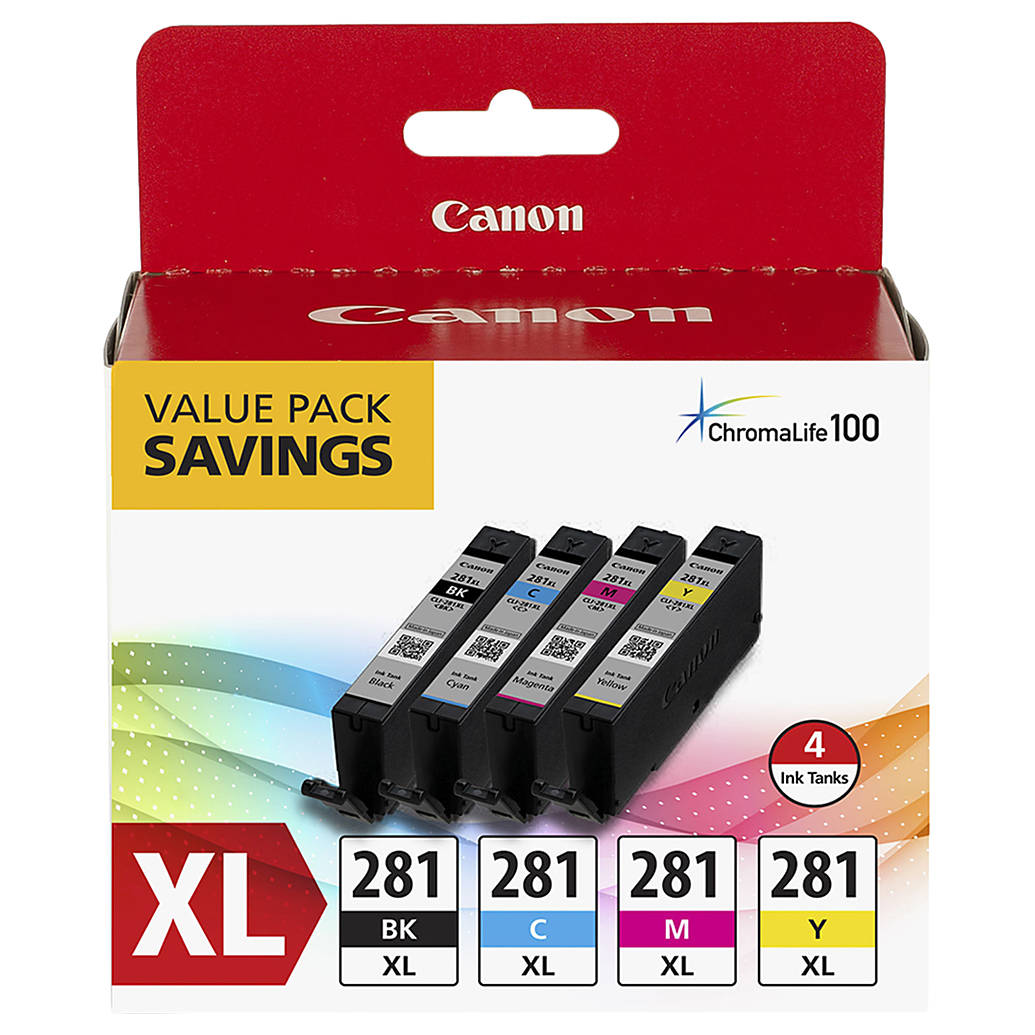 Canon CLI-281 XL BKCMY 4 Color Ink Tank Value Pack
