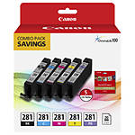 Canon CLI-281 BKCMYPB 5 Color Ink Tank with 5x5in Photo Paper 0