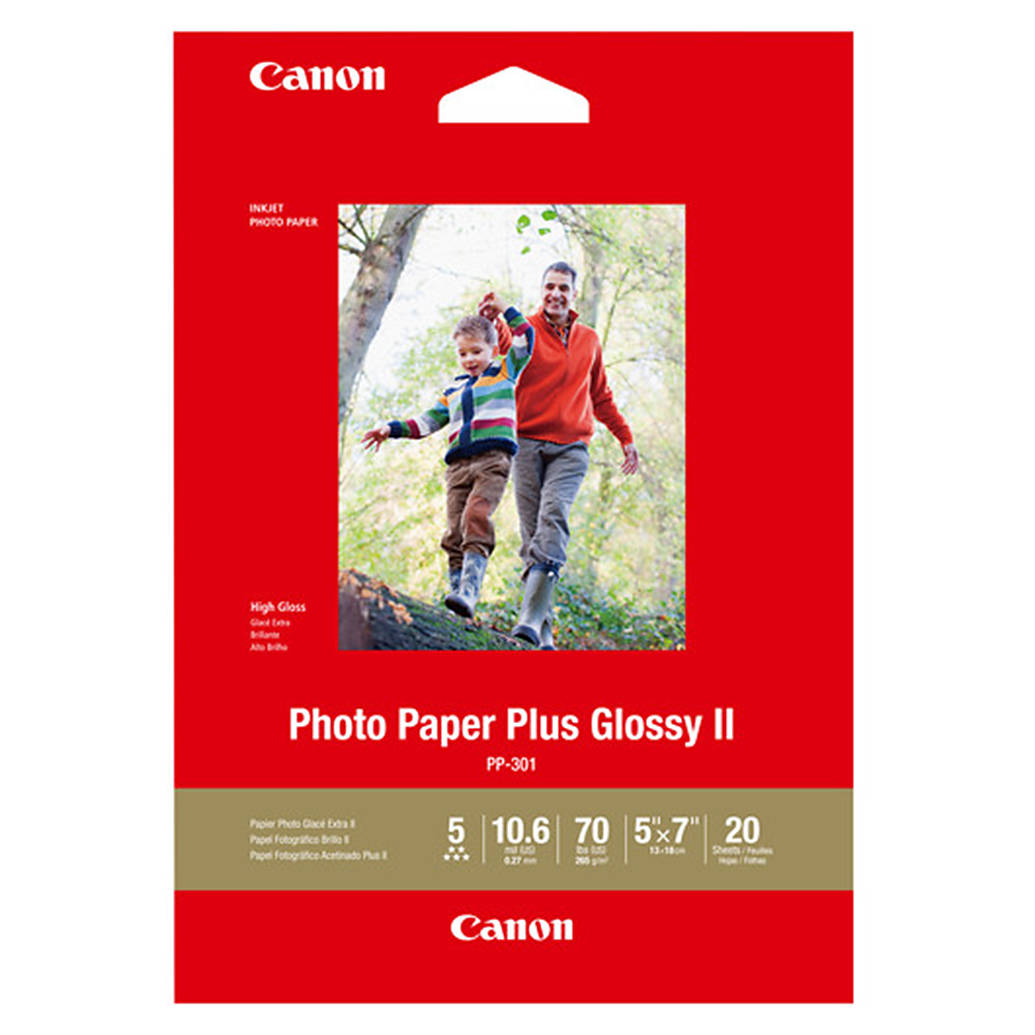 Canon 5x7 Photo Paper Plus Glossy II - 20 Sheets