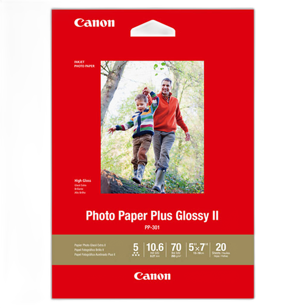 Canon 5x7 Photo Paper Plus Glossy II - 20 Sheets
