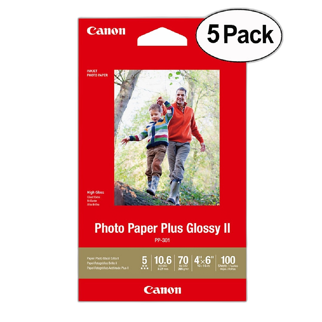 Canon 4x6in Photo Paper Plus Glossy II (5 Pack 500 Sheets)