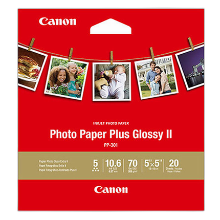 Canon 5x5 Photo Paper Plus Glossy II - 20 Sheets