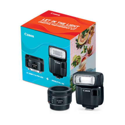 Canon EF 50mm f1.8 STM Lens with Speedlite EL-100 Bundle