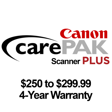 Canon CarePAK PLUS Scanner -  250 to  299.99 - 4 year warranty