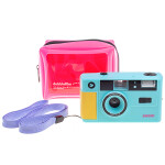 dubblefilm SHOW Camera Turquoise w/ Flash Case Strap 0