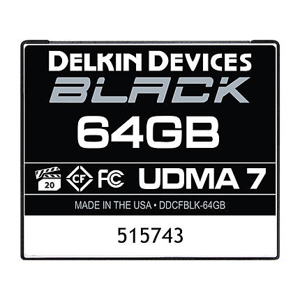Delkin Devices 64GB CF Black 160MB/s Read 120MB/S Write UDMA 7
