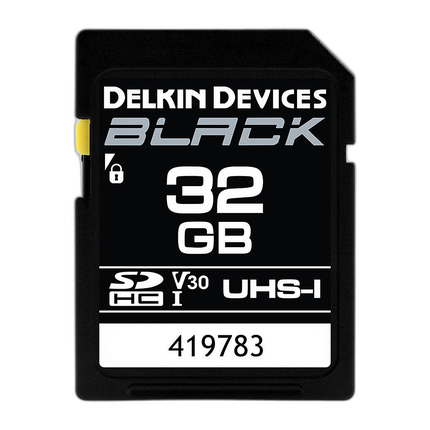 Delkin Devices 32GB SDHC Black UHS-I V30 U3 90MB/s Read 90MB/s Write